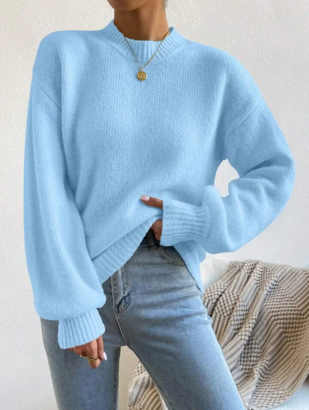 European and American Style Cross-Border Independent Station Autumn and Winter New Pure Color Half Turtleneck Casual Pullover Knitwear Women's Long-Sleeved Knitwear
