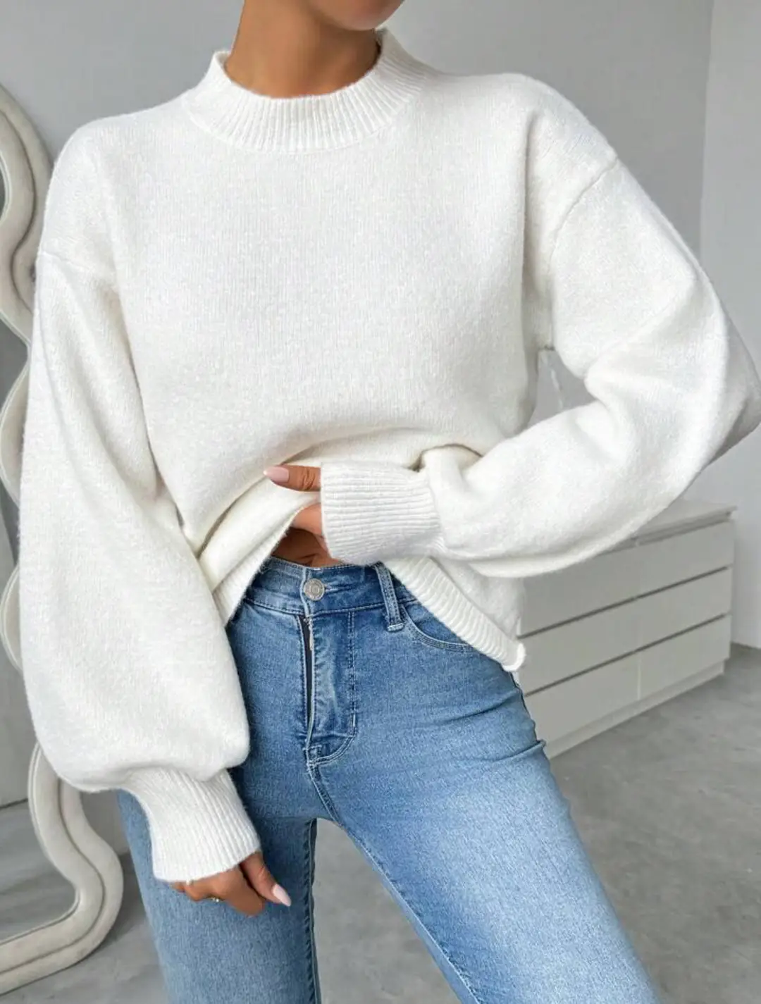 European and American Style Cross-Border Independent Station Autumn and Winter New Pure Color Half Turtleneck Casual Pullover Knitwear Women's Long-Sleeved Knitwear