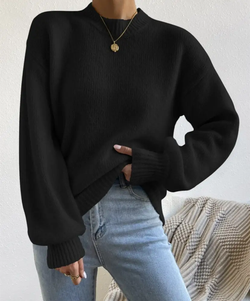 European and American Style Cross-Border Independent Station Autumn and Winter New Pure Color Half Turtleneck Casual Pullover Knitwear Women's Long-Sleeved Knitwear