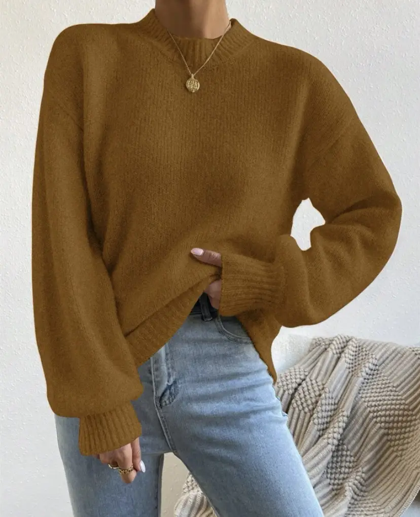 European and American Style Cross-Border Independent Station Autumn and Winter New Pure Color Half Turtleneck Casual Pullover Knitwear Women's Long-Sleeved Knitwear