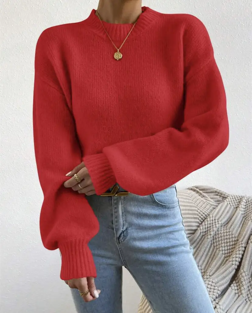 European and American Style Cross-Border Independent Station Autumn and Winter New Pure Color Half Turtleneck Casual Pullover Knitwear Women's Long-Sleeved Knitwear