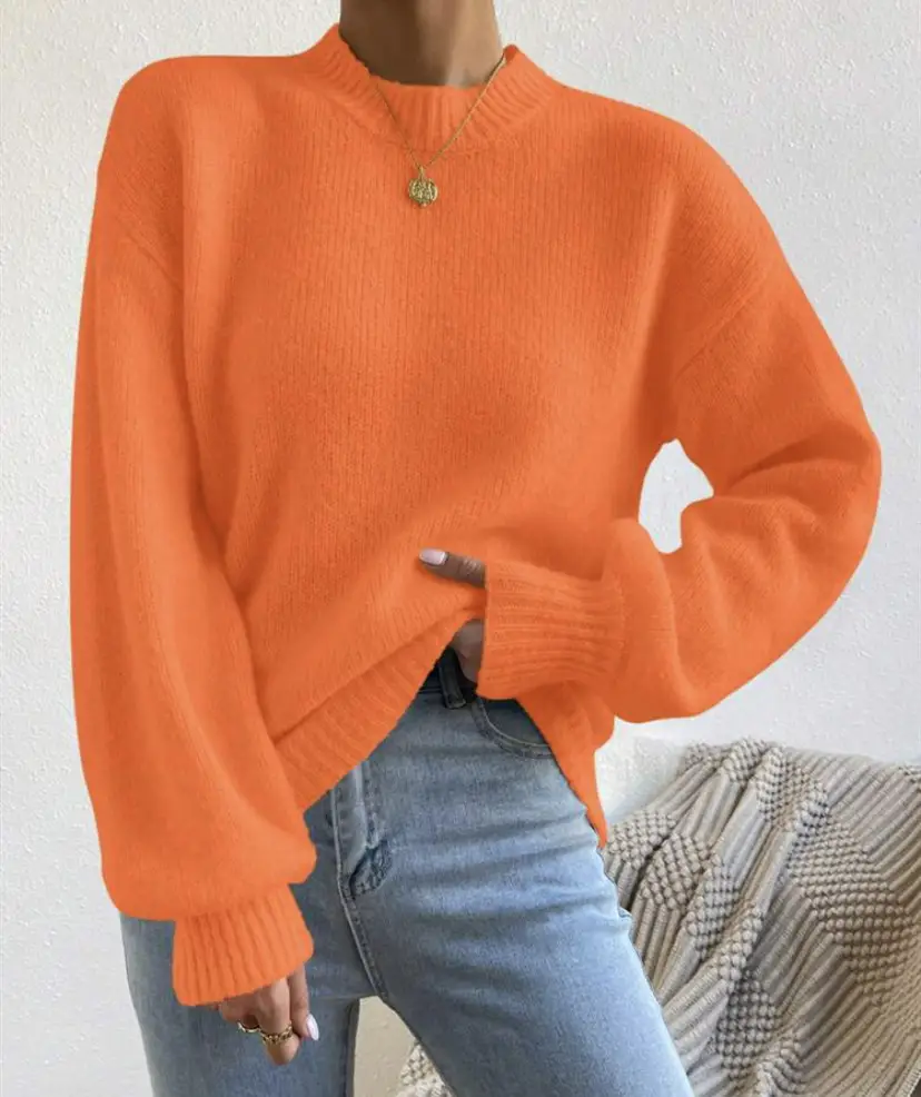 European and American Style Cross-Border Independent Station Autumn and Winter New Pure Color Half Turtleneck Casual Pullover Knitwear Women's Long-Sleeved Knitwear