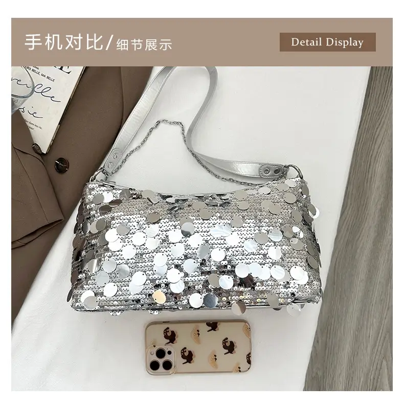 Sequin Chain Shoulder Bag Large Capacity Summer Style — feature 5