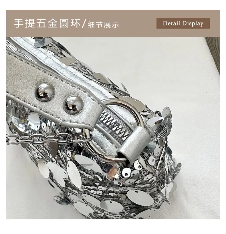 Sequin Chain Shoulder Bag Large Capacity Summer Style — feature 9