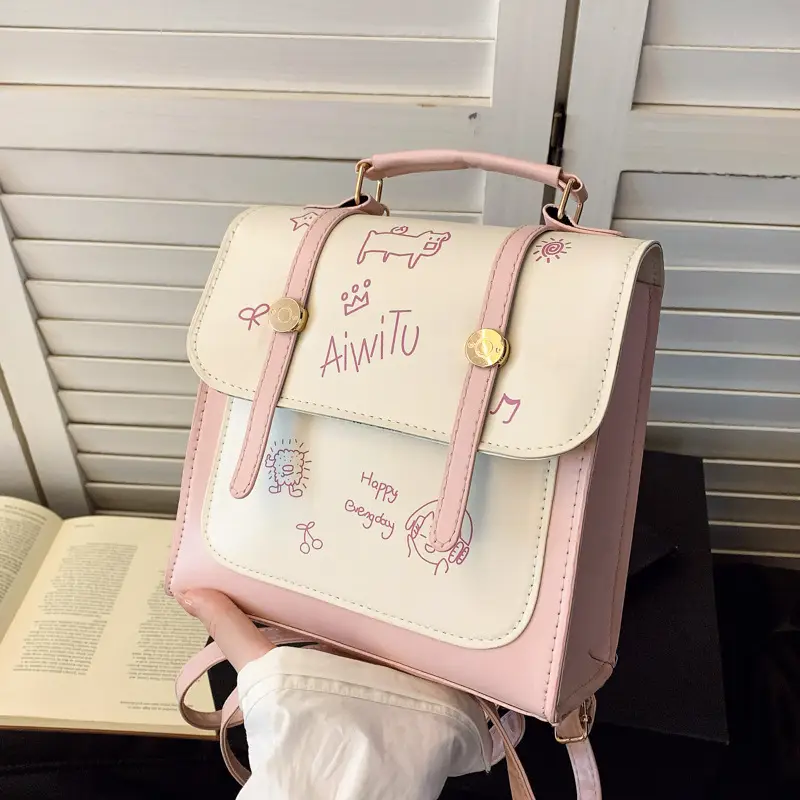 Women's Pink & Cream Embroidered Shoulder Bag - Image 2