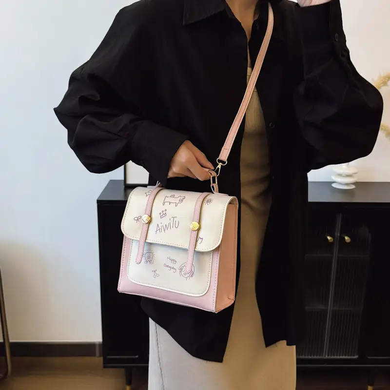 Women's Pink & Cream Embroidered Shoulder Bag - Image 3