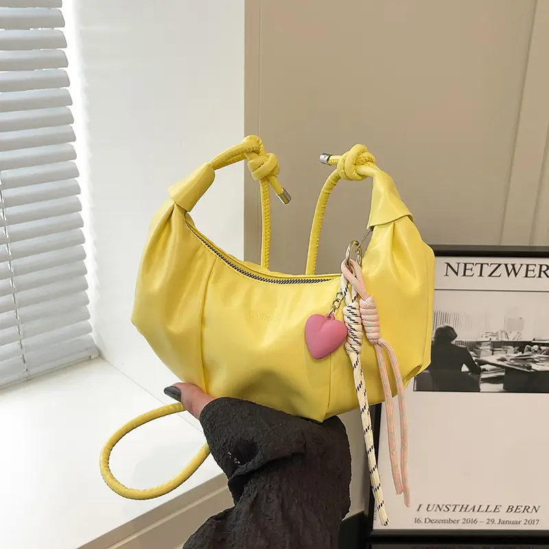 Women's Cream Pleated Patchwork Shoulder Bag 2025 - Image 7