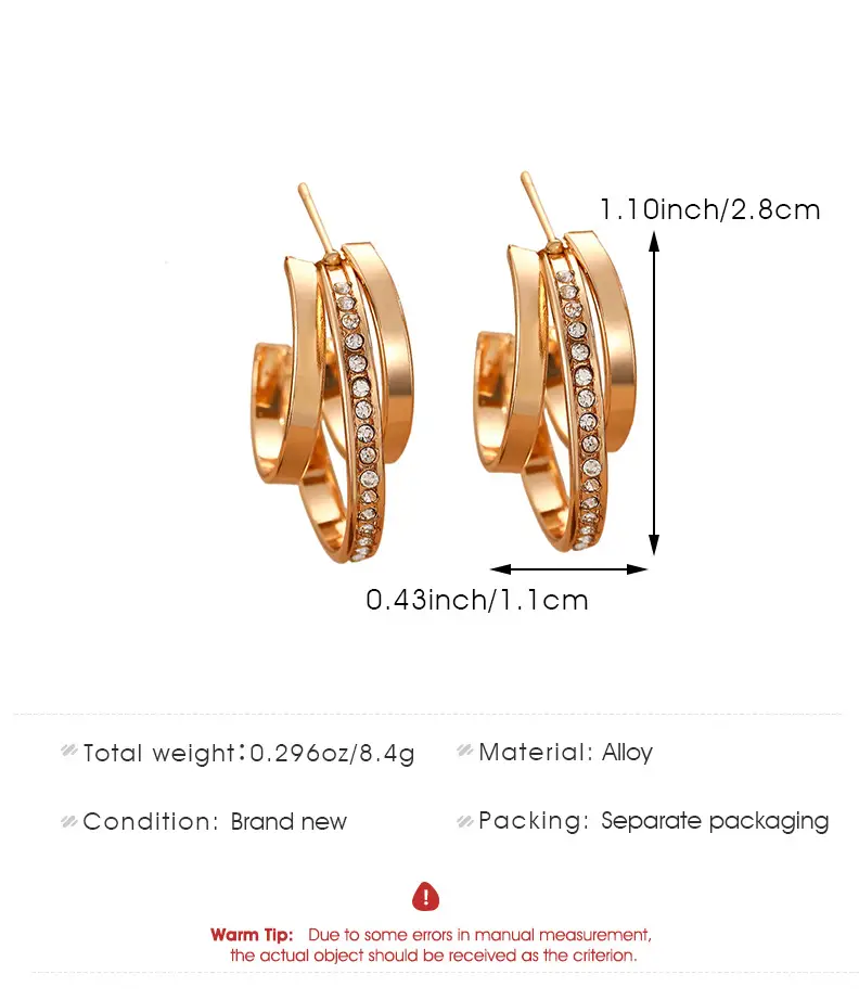 Golden C-Shape Earrings with Diamond Stoppers — feature 3
