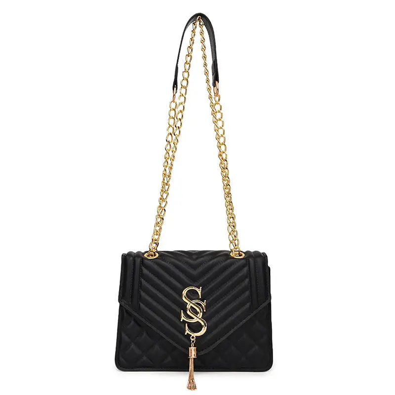 White Quilted SSS Chain Shoulder Bag for Women - Image 9