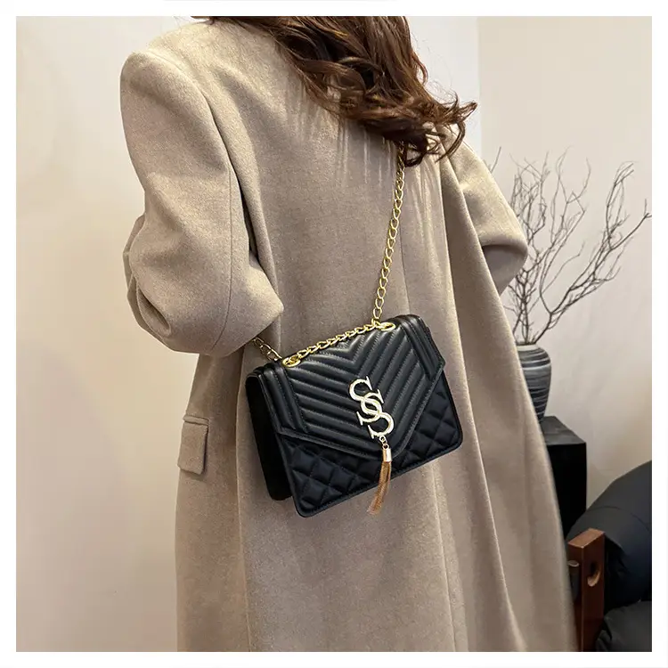 White Quilted SSS Chain Shoulder Bag for Women — feature 16