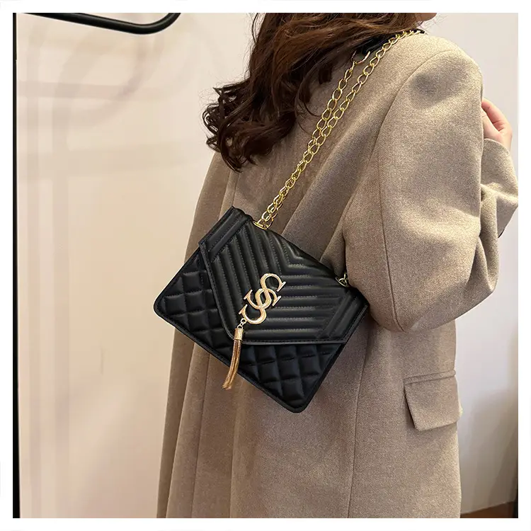 White Quilted SSS Chain Shoulder Bag for Women — feature 17