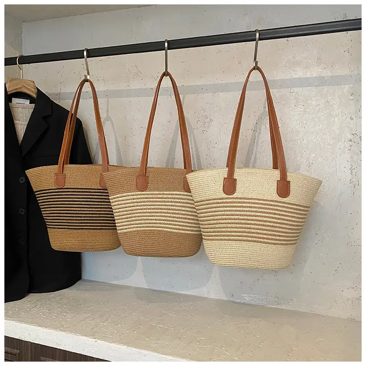 Women's Straw Crossbody Bag with Leather Handles — feature 12