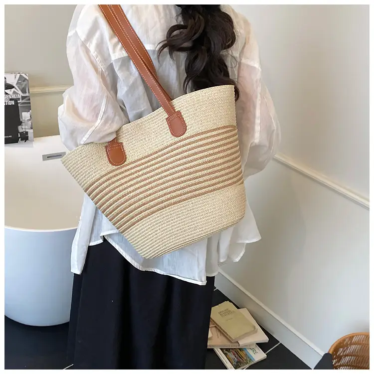 Women's Straw Crossbody Bag with Leather Handles — feature 19