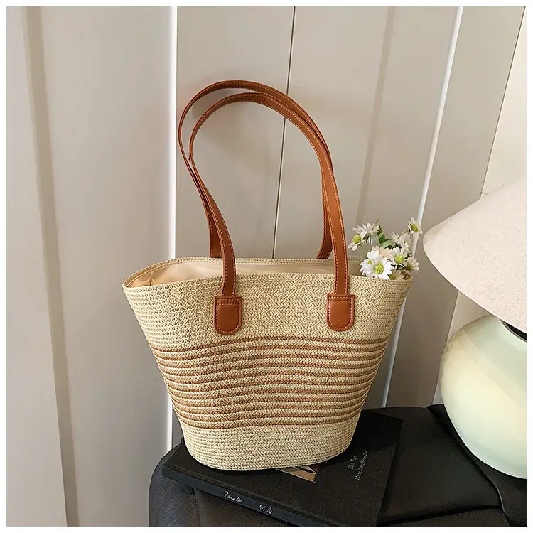 Women's Straw Crossbody Bag with Leather Handles — feature 22