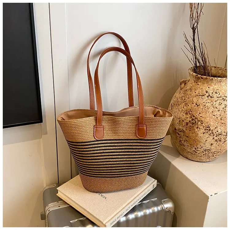Women's Straw Crossbody Bag with Leather Handles — feature 23
