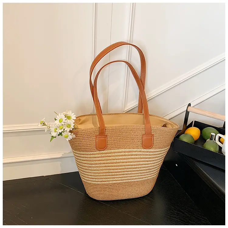 Women's Straw Crossbody Bag with Leather Handles — feature 24