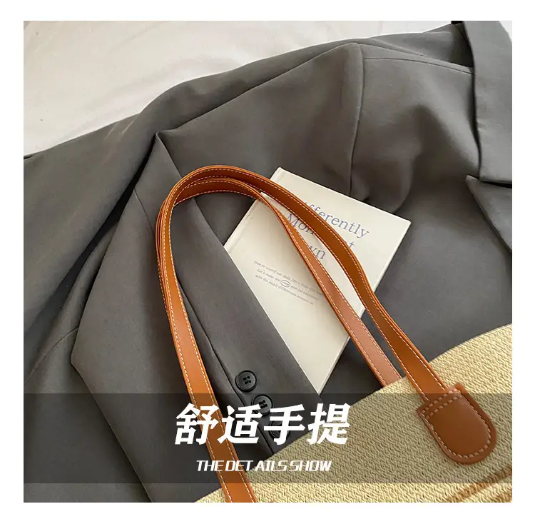 Women's Straw Crossbody Bag with Leather Handles — feature 8
