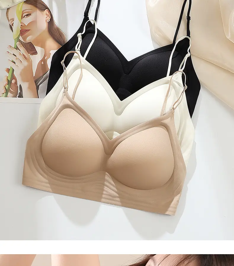 Liquid Foundation Intimates for Women's Beauty Back 2025 Hot Summer Spaghetti Straps Cross All-In-One Small Breast Push-Up Bra — feature 22