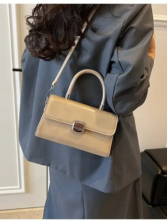 Black Textured Square Handbag for Women 2025 - Image 8