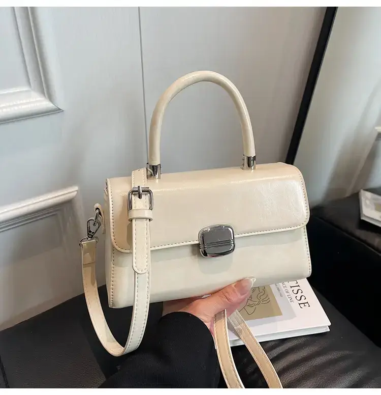 Black Textured Square Handbag for Women 2025 - Image 5
