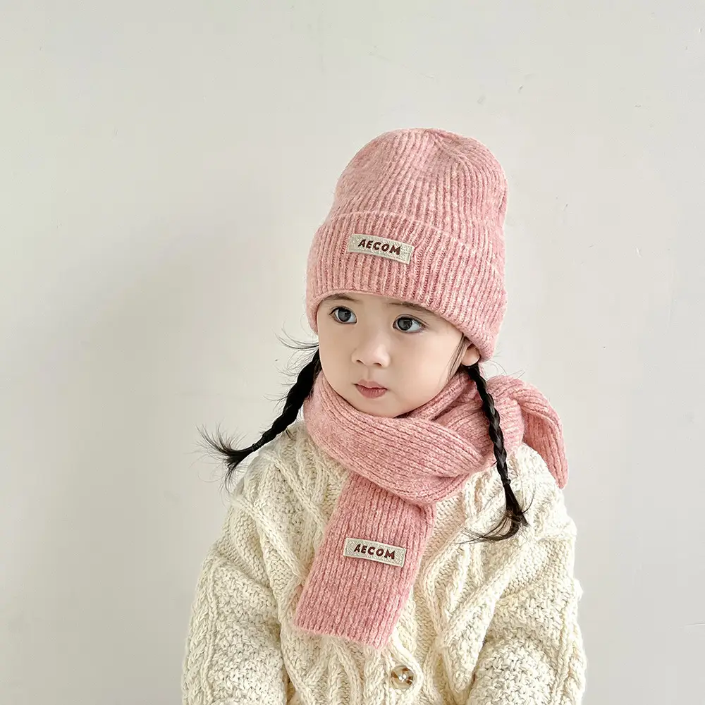 Children's Hat and Scarf Set for Older Kidsren in Autumn and Winter Windproof and Warm Baby Woolen Hat for Boys and Girls Ear Protection Hat