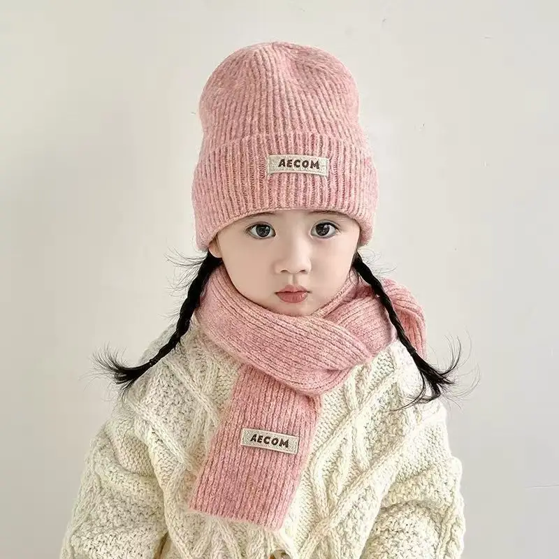 Children's Hat and Scarf Set for Older Kidsren in Autumn and Winter Windproof and Warm Baby Woolen Hat for Boys and Girls Ear Protection Hat