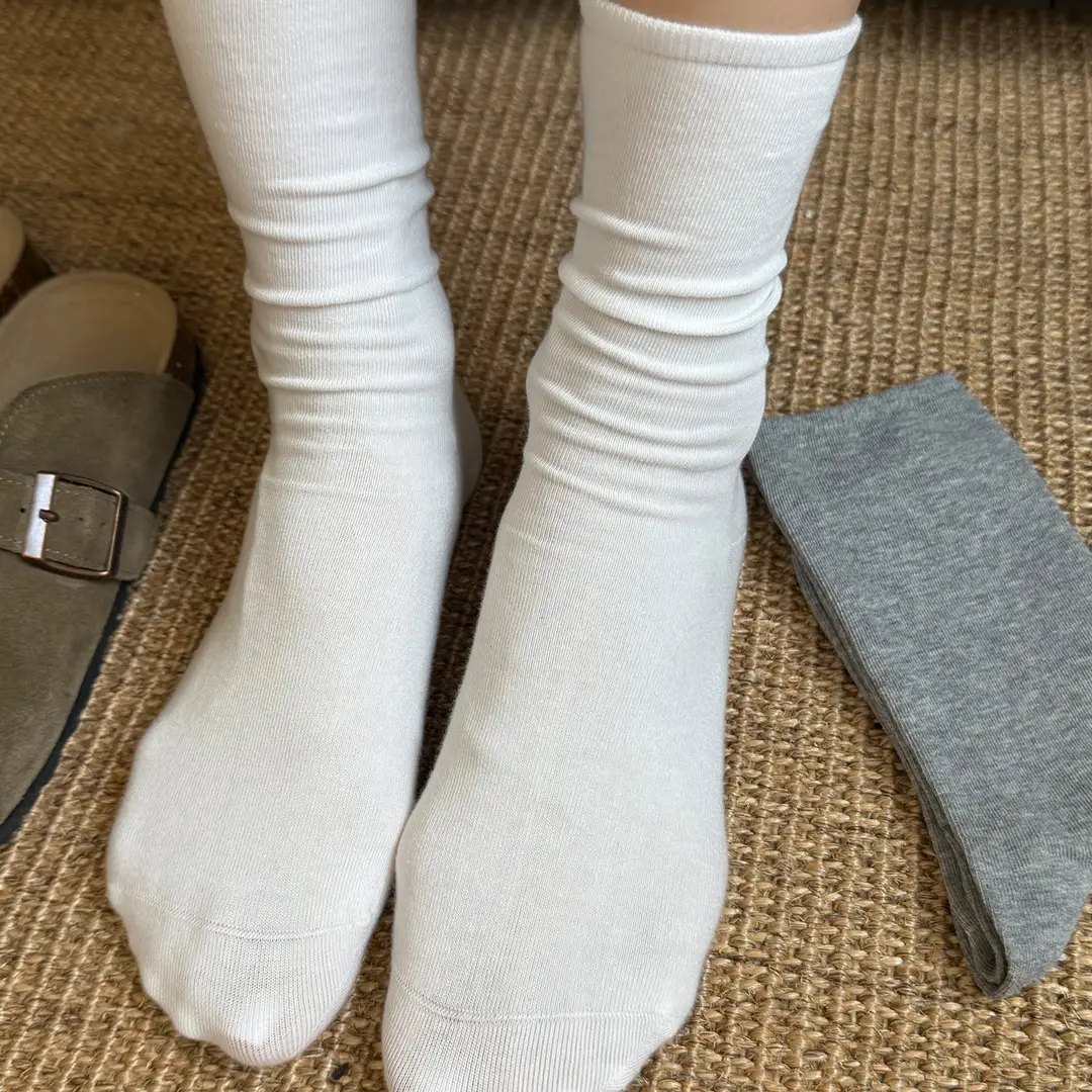 Summer Thin Socks for Women 2025 New Popular Style Class a Baby Cotton Pure Cotton Mid-Calf Socks Summer White Slouch Socks