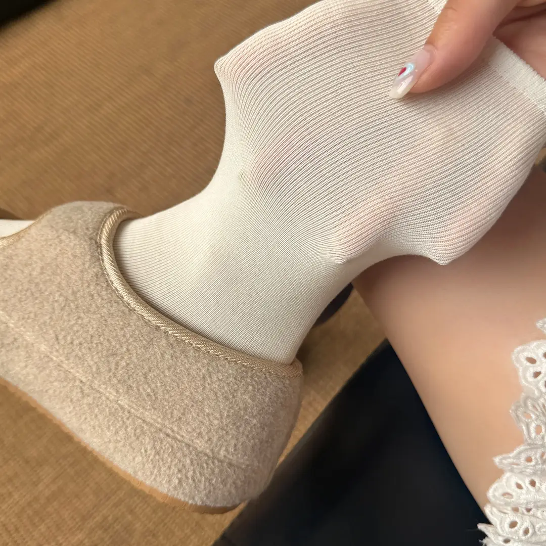 Summer Thin Socks for Women 2025 New Popular Style Class a Baby Cotton Pure Cotton Mid-Calf Socks Summer White Slouch Socks