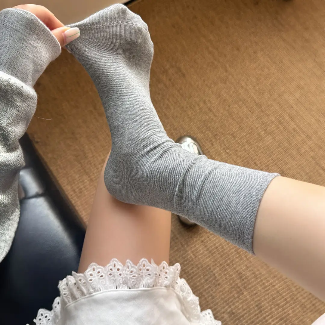 Summer Thin Socks for Women 2025 New Popular Style Class a Baby Cotton Pure Cotton Mid-Calf Socks Summer White Slouch Socks