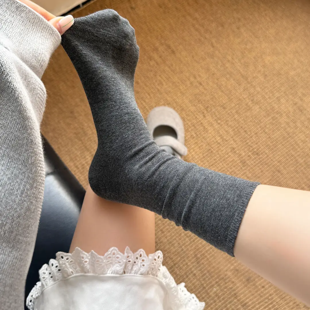 Summer Thin Socks for Women 2025 New Popular Style Class a Baby Cotton Pure Cotton Mid-Calf Socks Summer White Slouch Socks