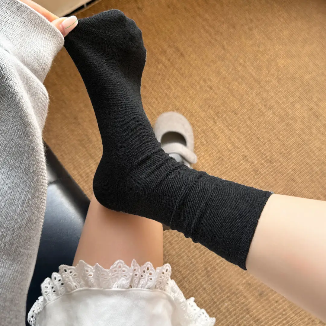 Summer Thin Socks for Women 2025 New Popular Style Class a Baby Cotton Pure Cotton Mid-Calf Socks Summer White Slouch Socks