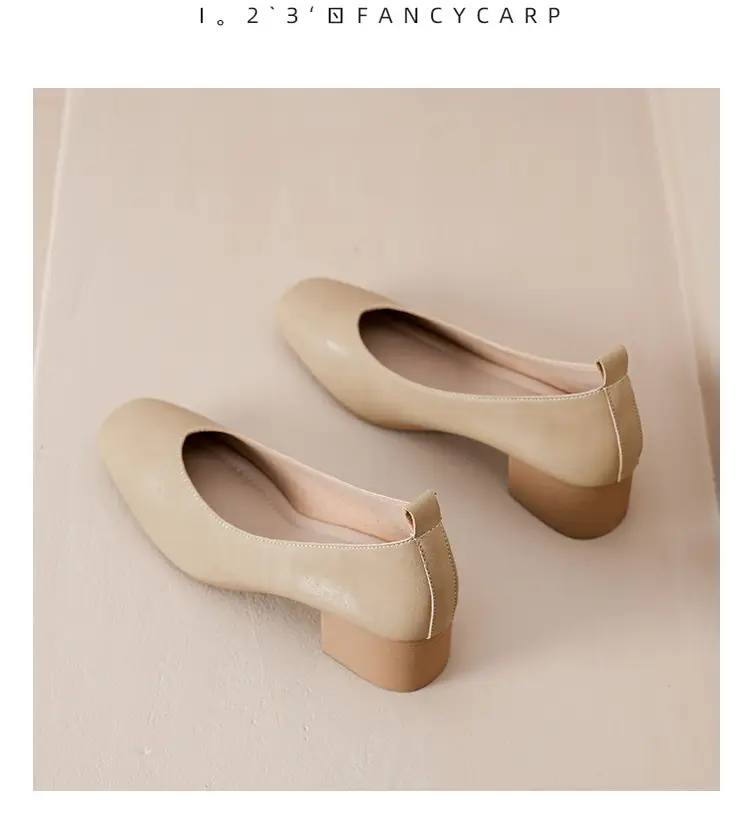 New French-Style Women's Leather Single Shoes with Medium Heel, Square Toe, Shallow Mouth, Soft Sole, Simple Commuter Shoes, Casual and Elegant Granny Shoes — feature 47