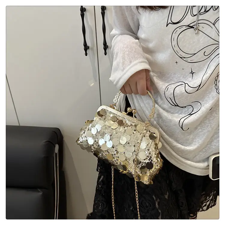 Sequins Handbag Women's Gold Chain Shoulder Crossbody Banquet Bag — feature 15