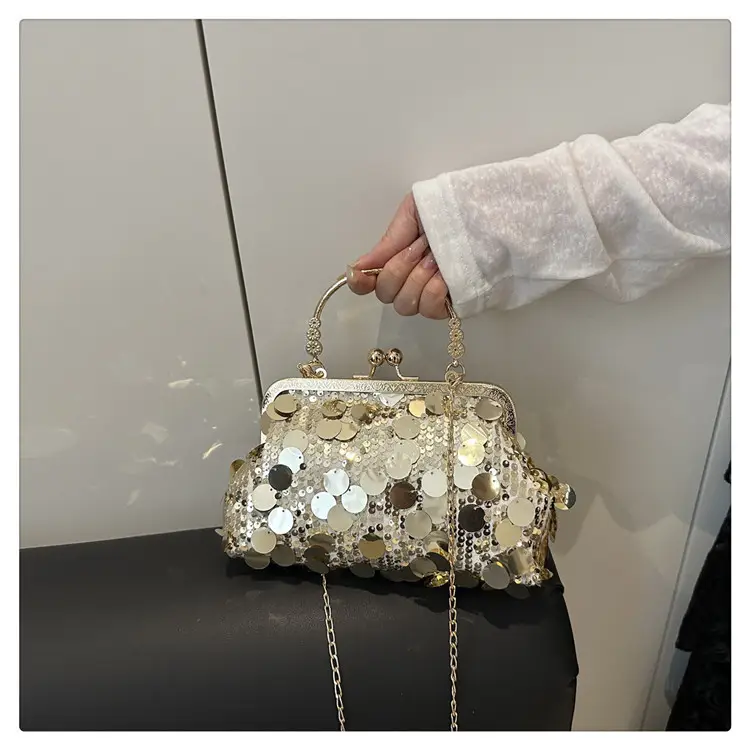 Sequins Handbag Women's Gold Chain Shoulder Crossbody Banquet Bag — feature 16