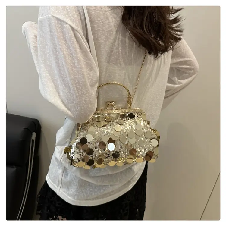Sequins Handbag Women's Gold Chain Shoulder Crossbody Banquet Bag — feature 18