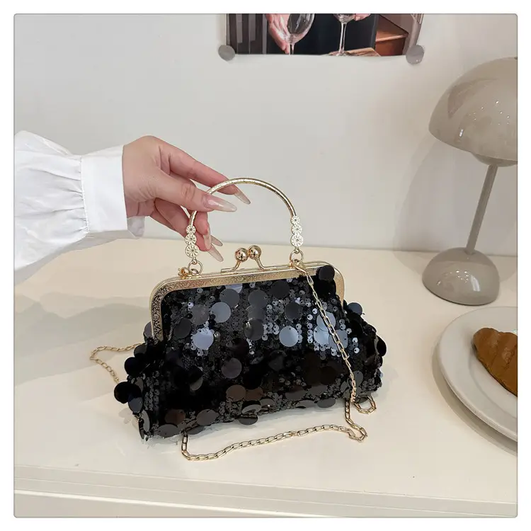 Sequins Handbag Women's Gold Chain Shoulder Crossbody Banquet Bag — feature 19