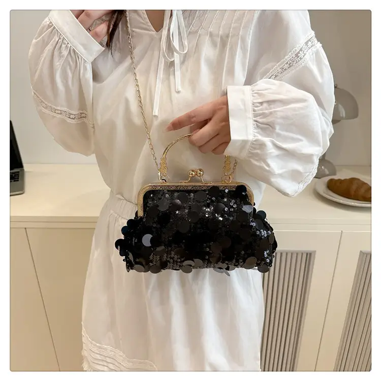 Sequins Handbag Women's Gold Chain Shoulder Crossbody Banquet Bag — feature 21