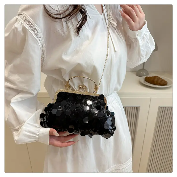 Sequins Handbag Women's Gold Chain Shoulder Crossbody Banquet Bag — feature 22
