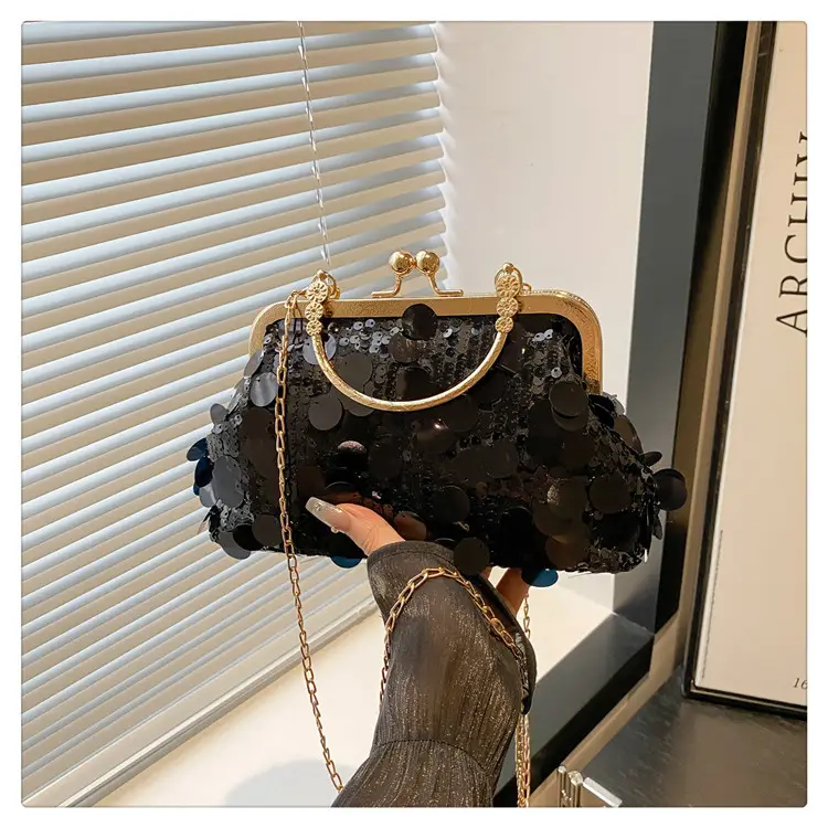 Sequins Handbag Women's Gold Chain Shoulder Crossbody Banquet Bag — feature 23
