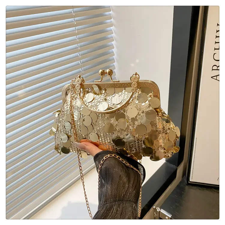 Sequins Handbag Women's Gold Chain Shoulder Crossbody Banquet Bag — feature 25