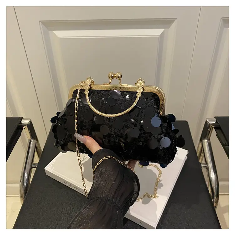 Sequins Handbag Women's Gold Chain Shoulder Crossbody Banquet Bag — feature 26