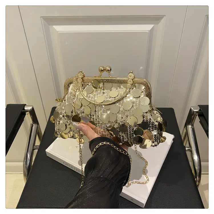Sequins Handbag Women's Gold Chain Shoulder Crossbody Banquet Bag — feature 27