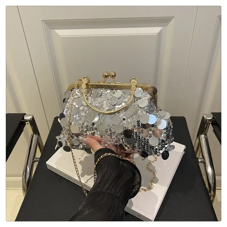 Sequins Handbag Women's Gold Chain Shoulder Crossbody Banquet Bag — feature 28