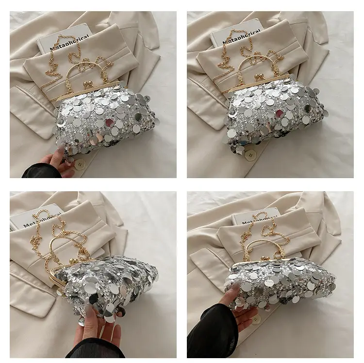 Sequins Handbag Women's Gold Chain Shoulder Crossbody Banquet Bag — feature 9