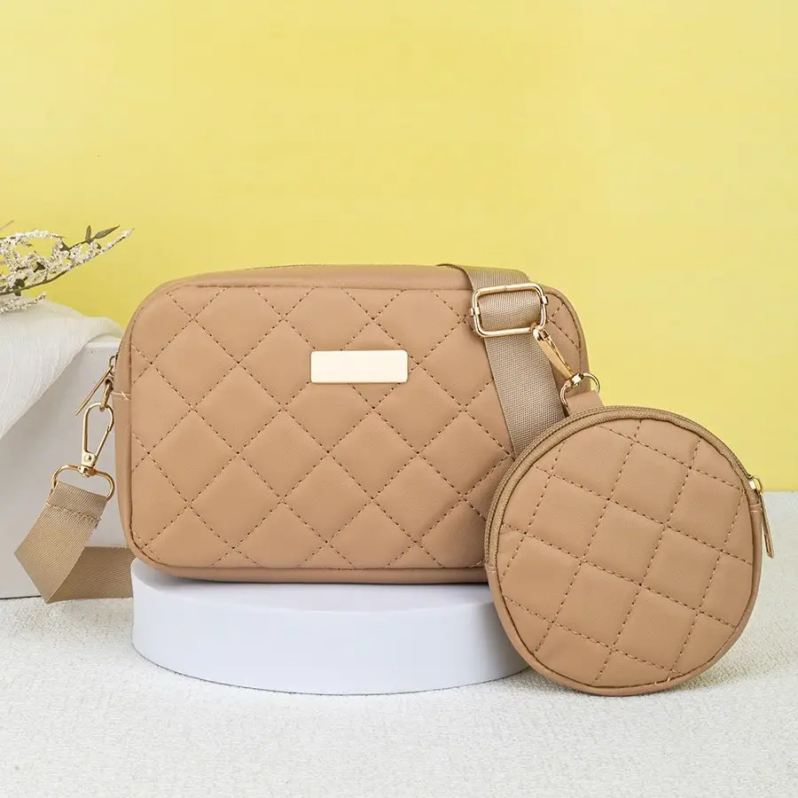 Black Quilted Crossbody Bag with Small Camera Bag Set - Image 6