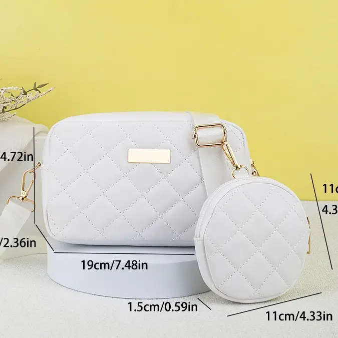 Black Quilted Crossbody Bag with Small Camera Bag Set - Image 8