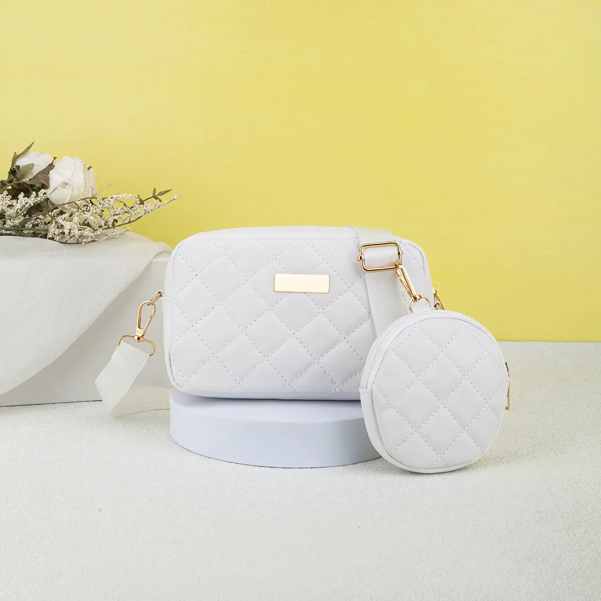 Black Quilted Crossbody Bag with Small Camera Bag Set — feature 7