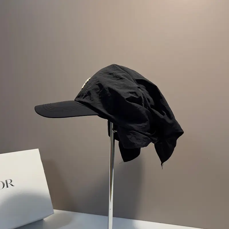 Black Printed Adjustable Sun Hat with Tie — feature 12