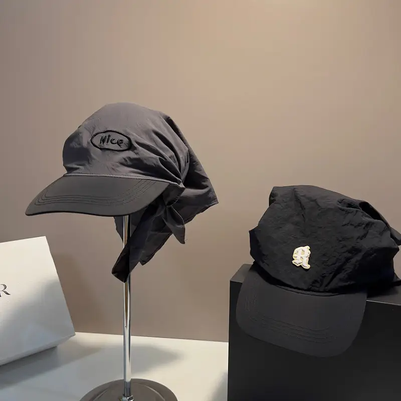 Black Printed Adjustable Sun Hat with Tie — feature 2