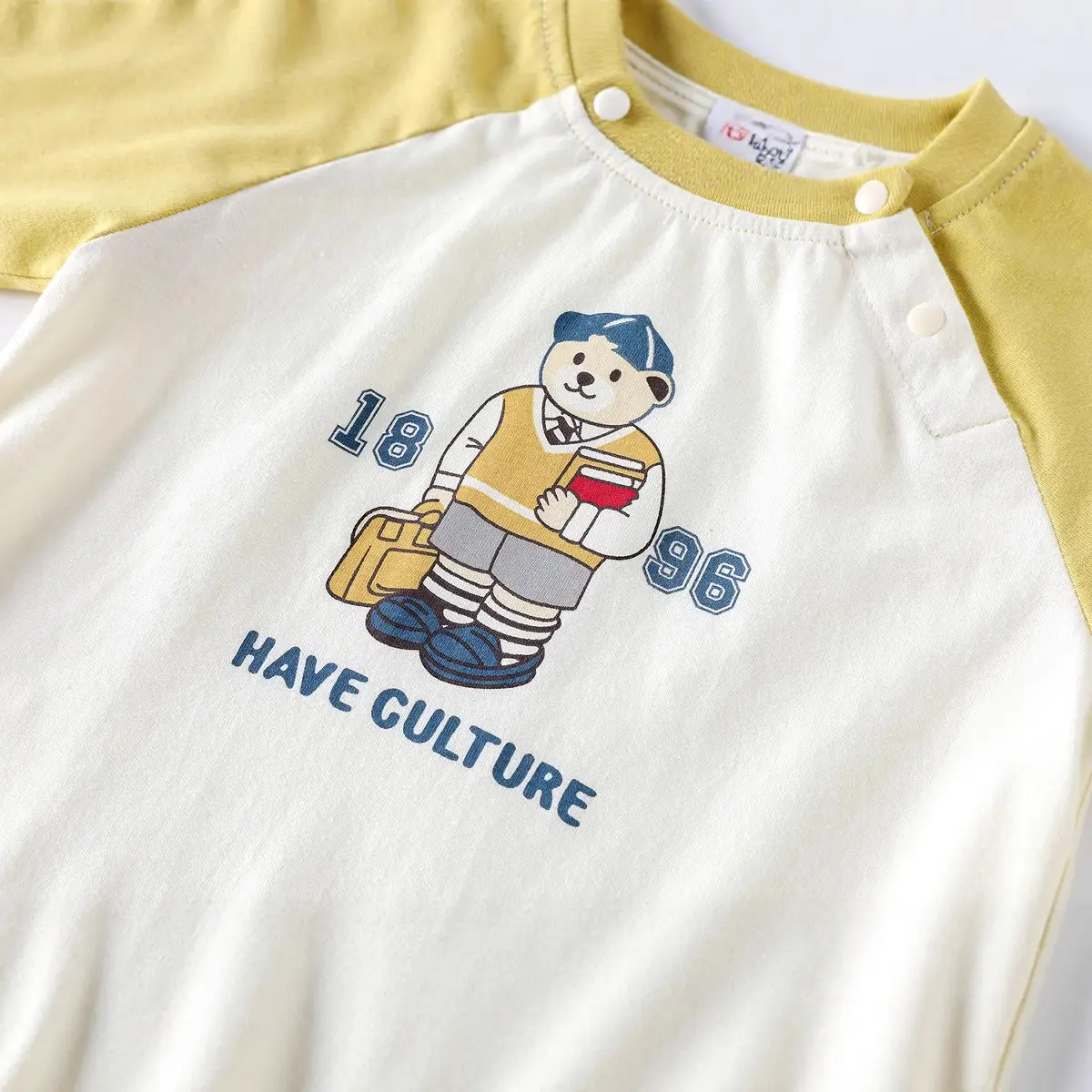 Girls Cartoon Raglan Sleeve T-Shirt Brown White 2025 - Image 8